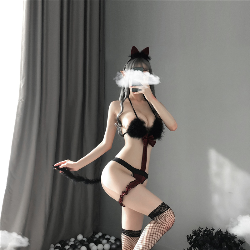 Set ngủ Cosplay sexy lông đính đá