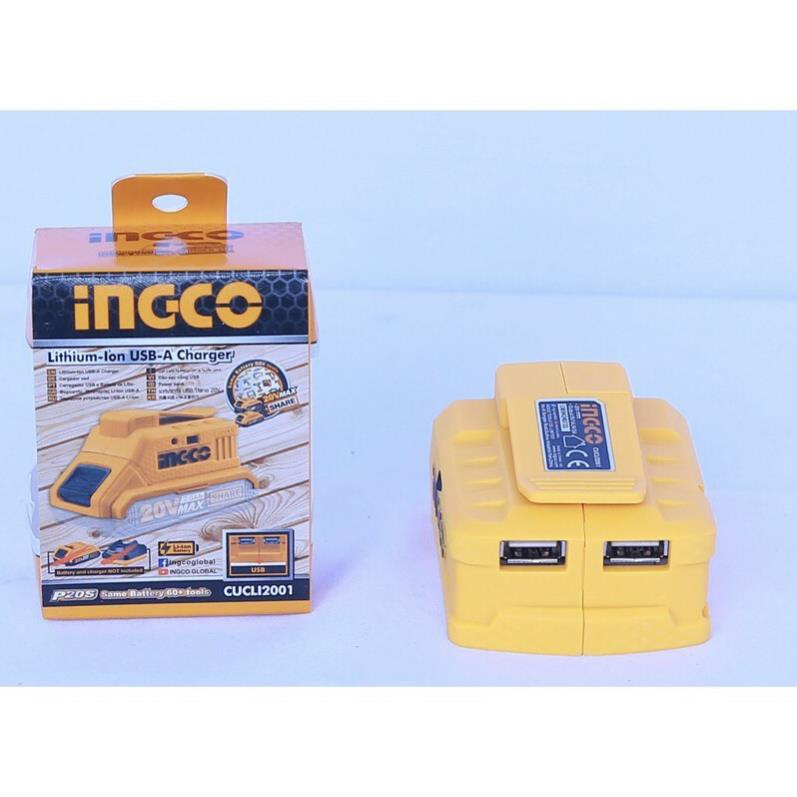 Sạc USB Lithium 20V INGCO CUCLI2001 KHÔNG KÈM PIN VÀ SẠC
