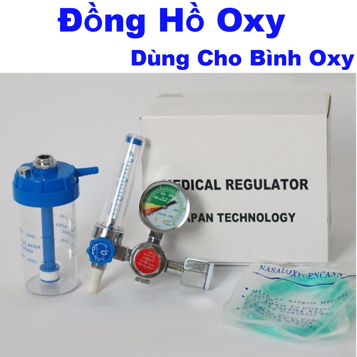 Đồng hồ oxy dùng cho bình oxy regulator tặng kèm dây thở