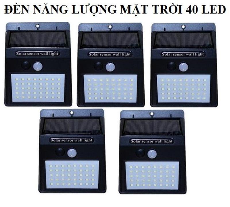 Bộ 5 đèn năng lượng mặt trời cảm biến hồng ngoại 40 LED siêu sáng (Đen) , đèn led năng lượng mặt trời, đèn cảm biến hồng ngoại bật tắt tự động, đèn trang trí sân vườn không dùng điện