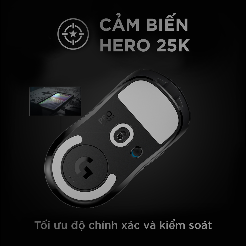 Chuột game không dây Logitech G Pro X Superlight - Siêu nhẹ, cảm biến Hero 25k, 25.6k DPI, Lightspeed, 5 nút lập trình, pin lâu, PC/Laptop