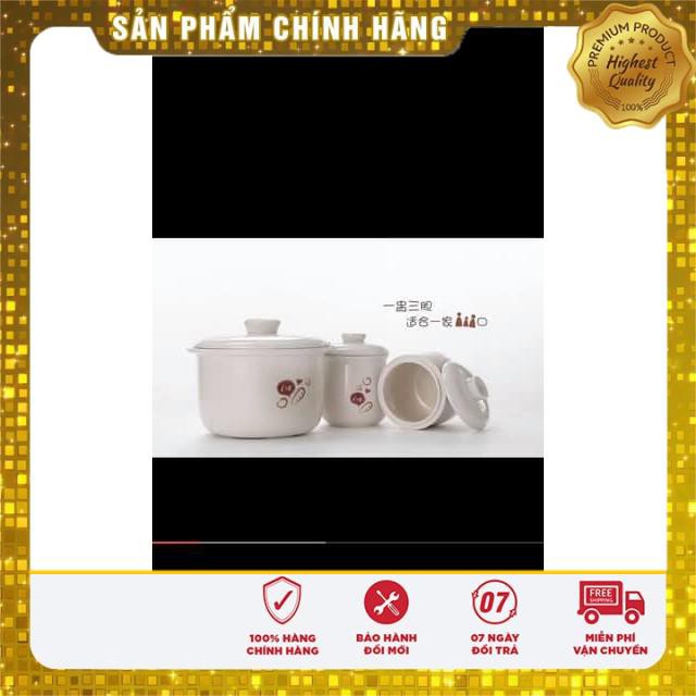 [HCM]NỒI NẤU CHÁO CHẬM BEAR 1.8L + 2 THỐ 0.5L kèm lồng hấp