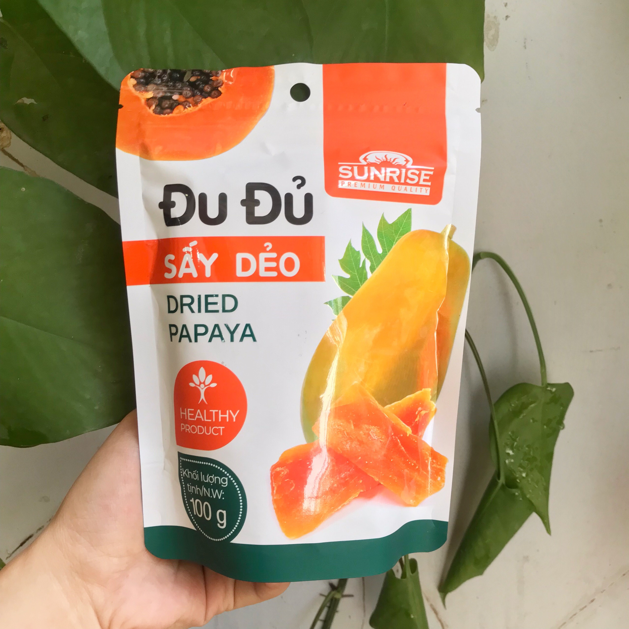 Đu Đủ Sấy Dẻo Sunrise Dried Papaya (Túi Zip 100g)