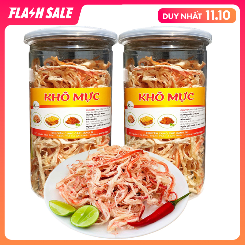 [Combo 2 Hũ] Mực Xé Sợi Hấp Nước Dừa Thơm Ngon Hiệu SK FOOD - Mỗi Hũ 200G