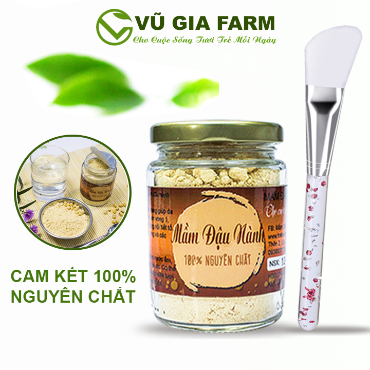 Mầm Đậu Nành Nguyên Chất Vũ Gia (100gr/hũ) + Tặng Cọ Quét Mặt Nạ Silicon Cao Cấp - Làm đẹp dưỡng da, hỗ trợ tăng kích thước vòng 1 - Đã được kiểm nghiệm y tế