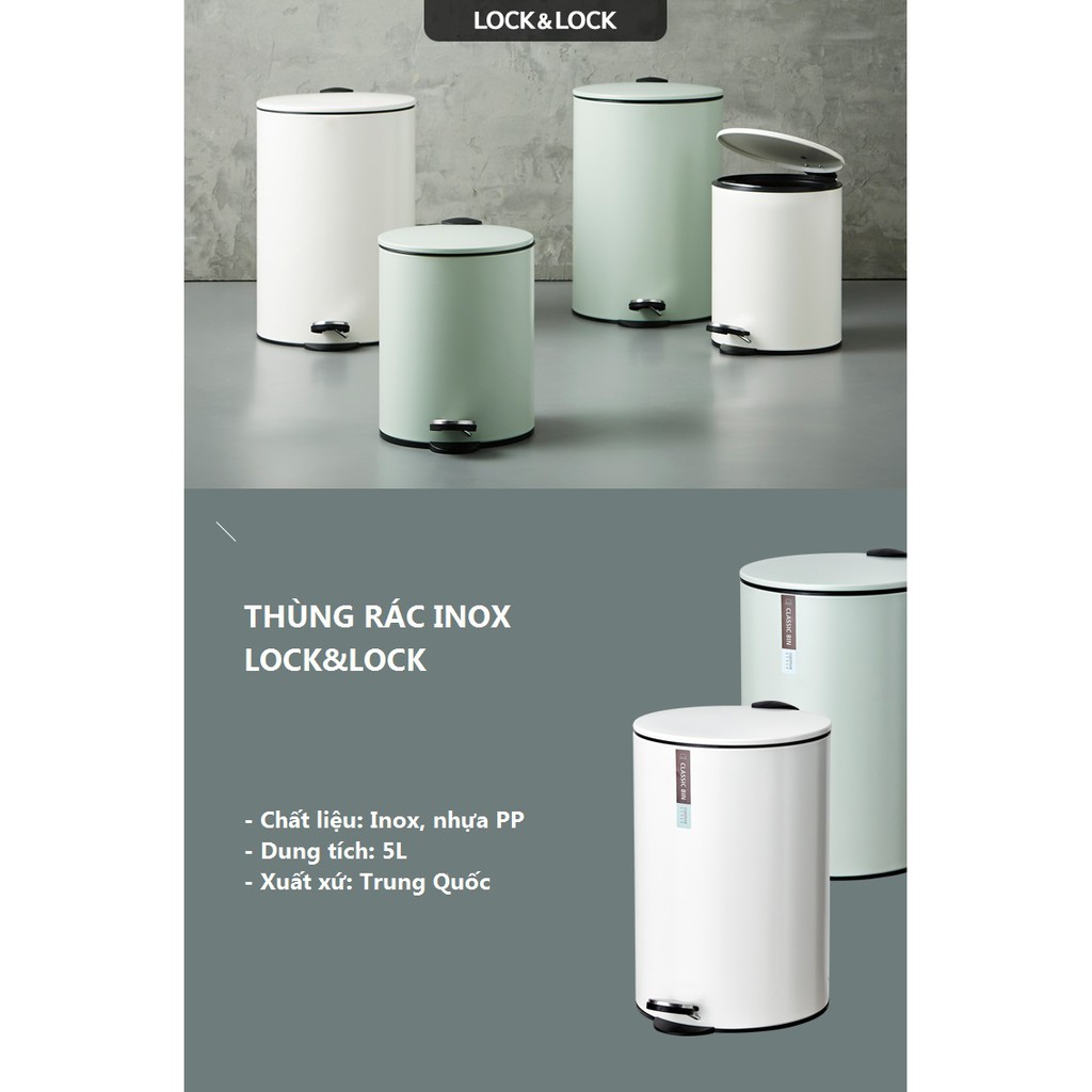 Thùng rác Đạp Chân Lock&Lock dung tích 3 lít BYP101