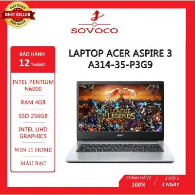 Laptop Acer Aspire 3 A314 35 P3G9 Pentium N6000/4GB/256GB SSD/Win11, Laptop giá rẻ chính hãng bảo hành 12 tháng