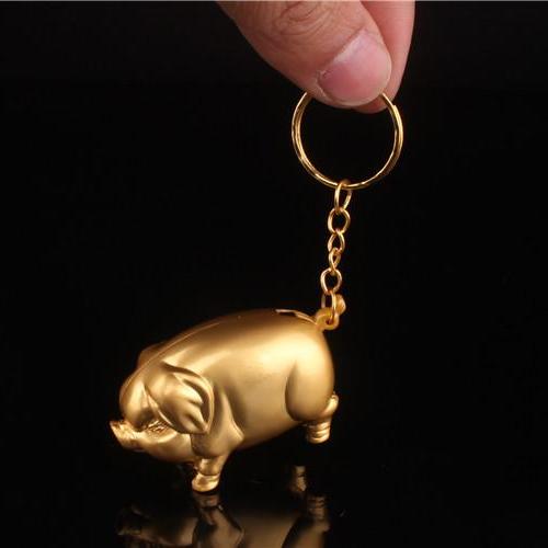 Bật Lửa Móc Khóa Gas thường hình HEO VÀNG may mắn