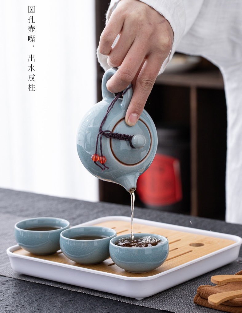 Bán Lẻ, Ấm Chén Sứ Cảnh Đức Pha Trà Men Ngọc