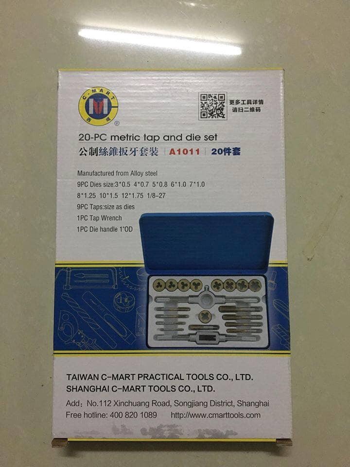 Bộ taro 20 chi tiết C-Mart (mũi taro + bàn taro ren)