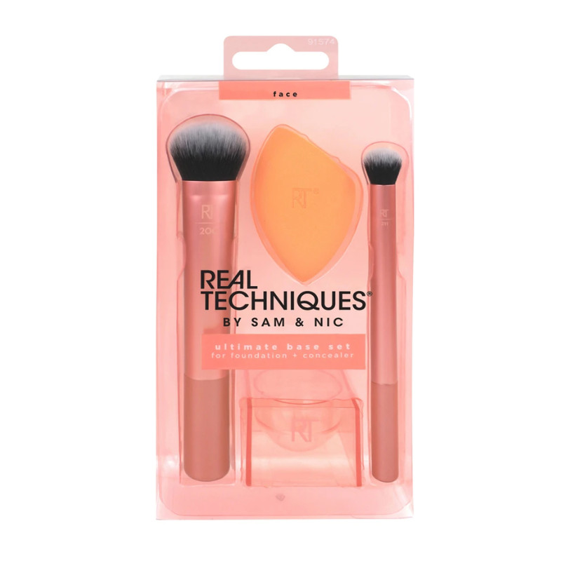 Bộ 2 Cọ Kèm Mút Và Khay Đựng Mút Real Techniques Ultimate Base Set