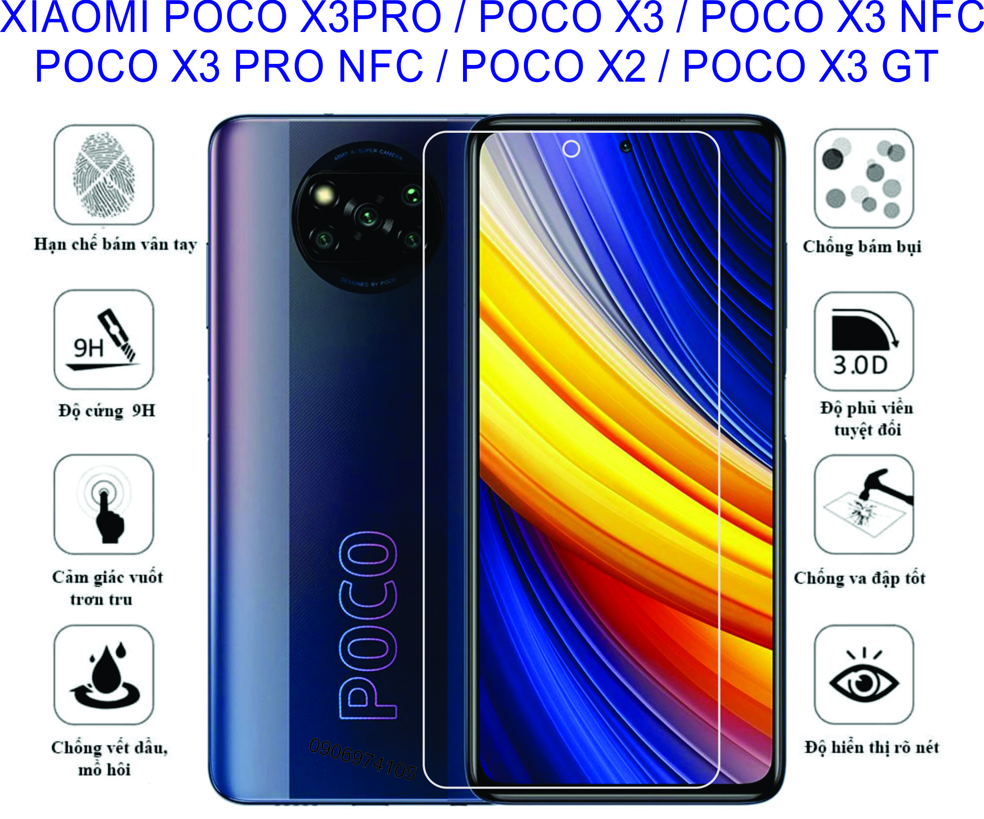 Cường lực dẻo 9h+ xiaomi poco x3 pro / poco x3 / poco x3 nfc / poco x2 / poco x3 gt / poco x3 pro nfc bảo vệ màng hình toàn diện