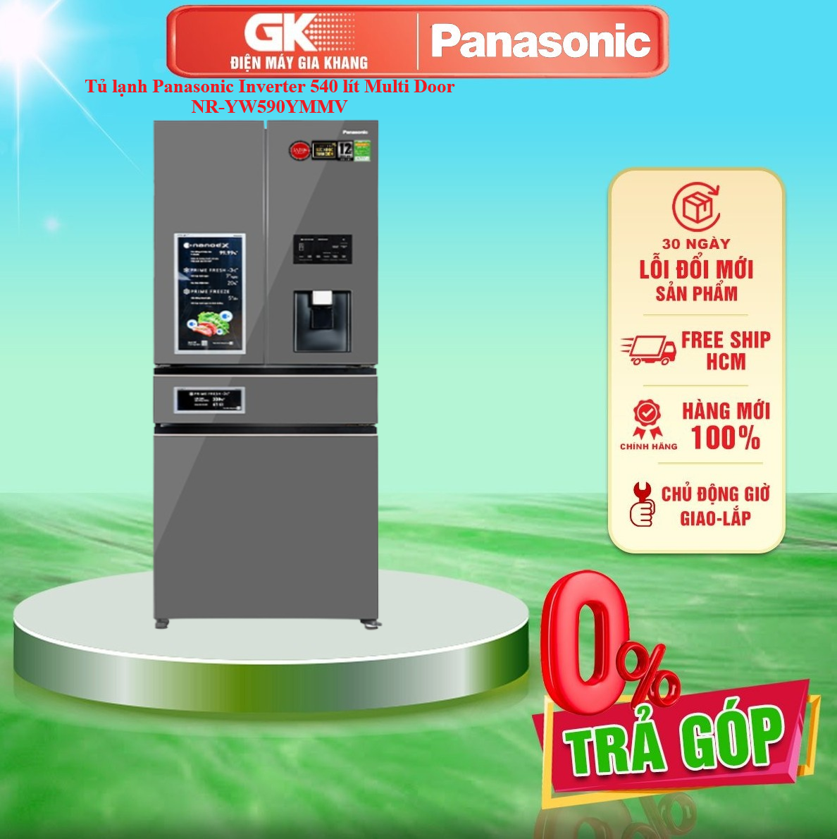 Tủ lạnh panasonic nr-yw590ymmv 540 lít 4 cánh inverter - giao toàn quốc - freeship hcm