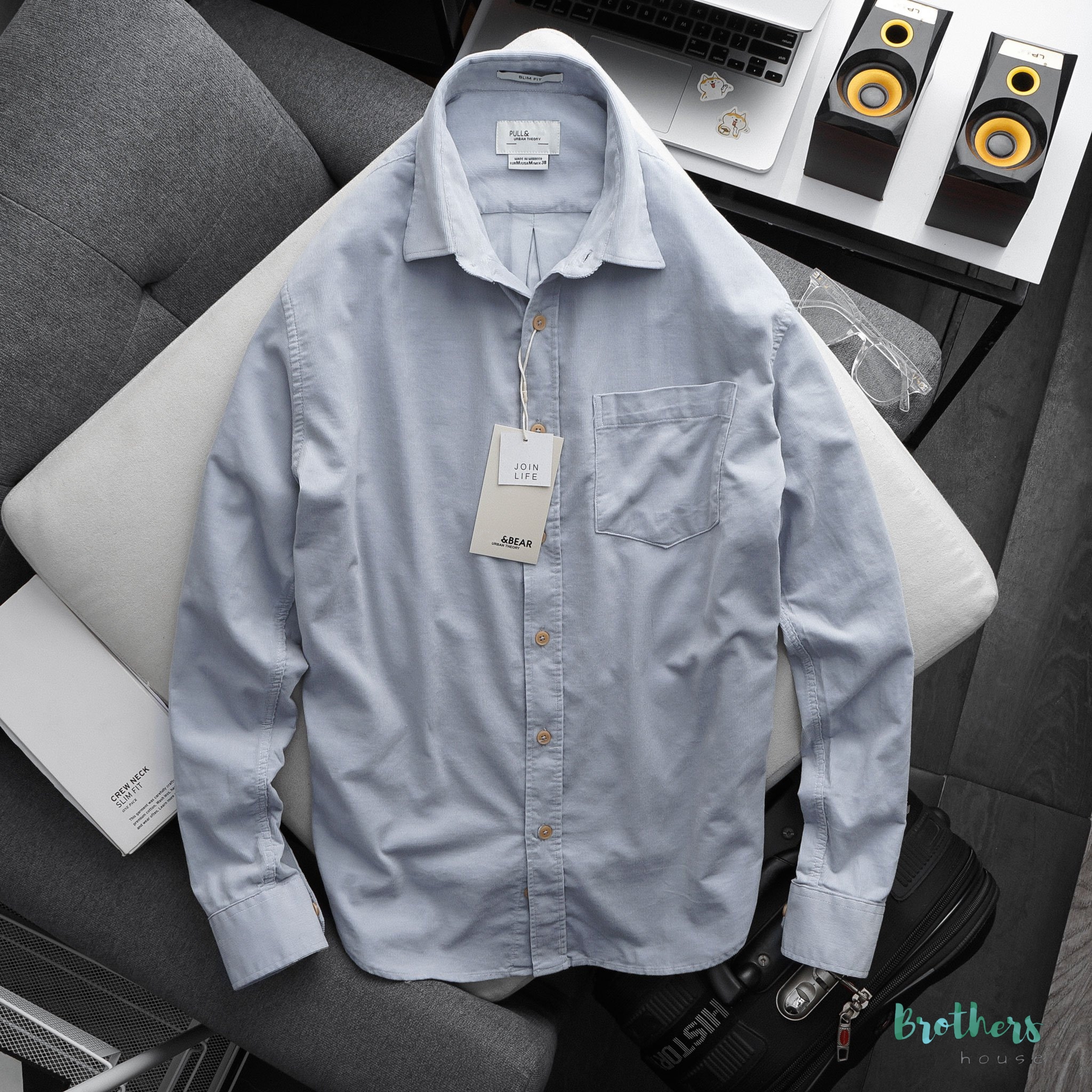 Áo sơ mi nhung Pull & Bear chất nhung tăm xịn sò