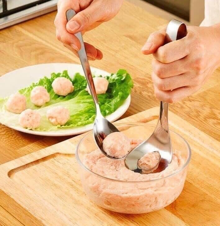 Thìa Inox Tạo Thịt Viên , Cá Viên - Thìa Làm Mọc Đa Năng