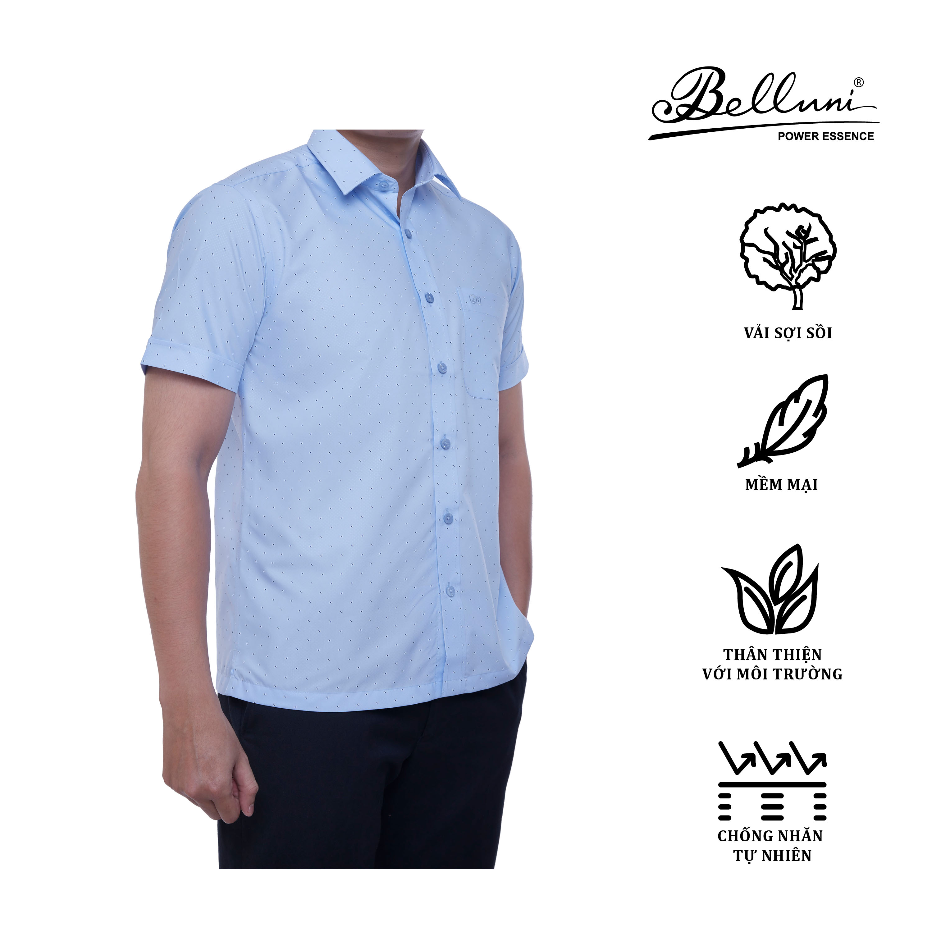 Áo sơ mi nam ngắn tay BELLUNI vải sợi sồi thoải mái thanh lịch ABNSPMBE213B7 MixASale #28 Áo sơ mi nam ngắn tay BELLUNI vải sợi sồi thoải mái thanh lịch ABNSPMBE213B7 MixASale