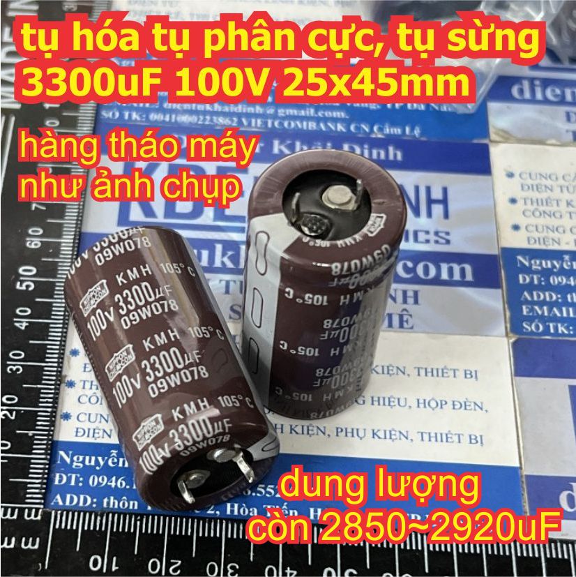 Tụ hóa tụ phân cực tụ sừng chân ngắn 3300uf 100v 25x50mm 25x45mm kde5132