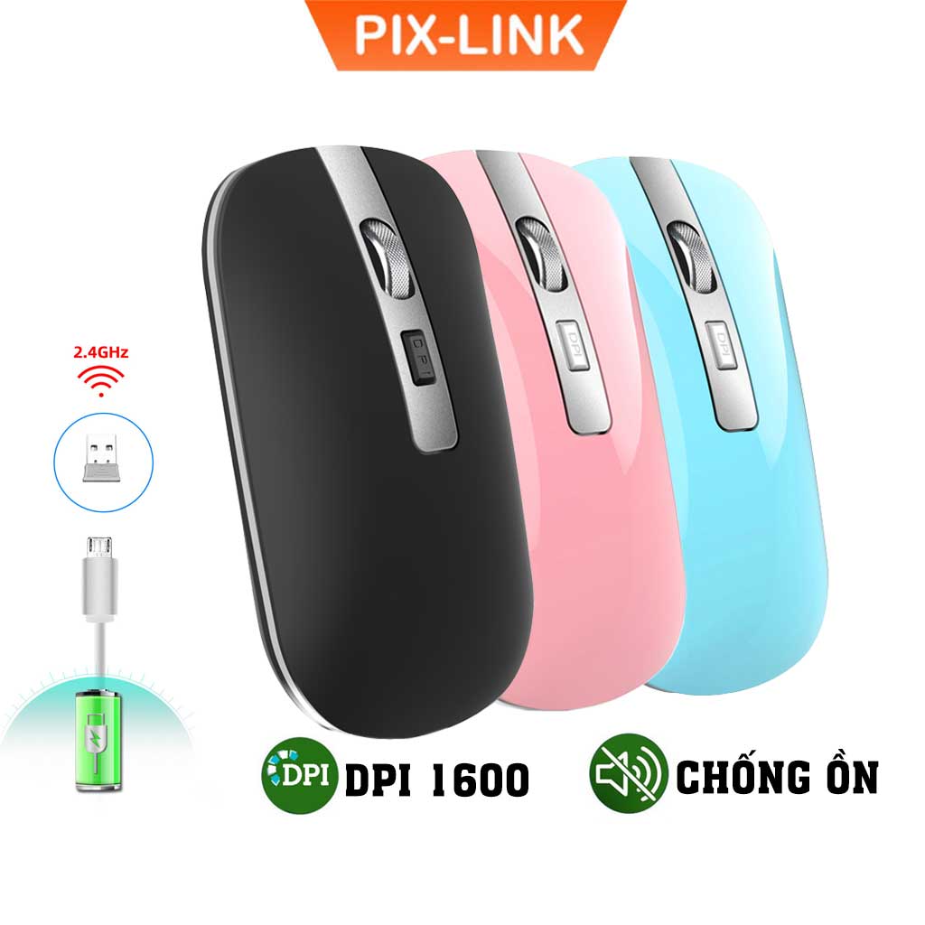 Chuột không dây PIX - LINK P30 sạc điện wireless 2.4Ghz DPI 1600 dùng cho laptop, macbook, pc, tivi - Hàng chính hãng