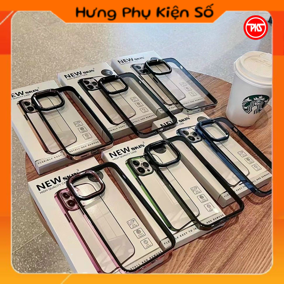 Ốp Lưng Trong Suốt Viền Màu Bóng Bảo Vệ Camera Nhiều Dòng Iphone