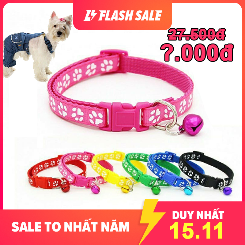 Vòng cổ họa tiết kèm chuông cho chó mèo Phụ kiện Long Vũ