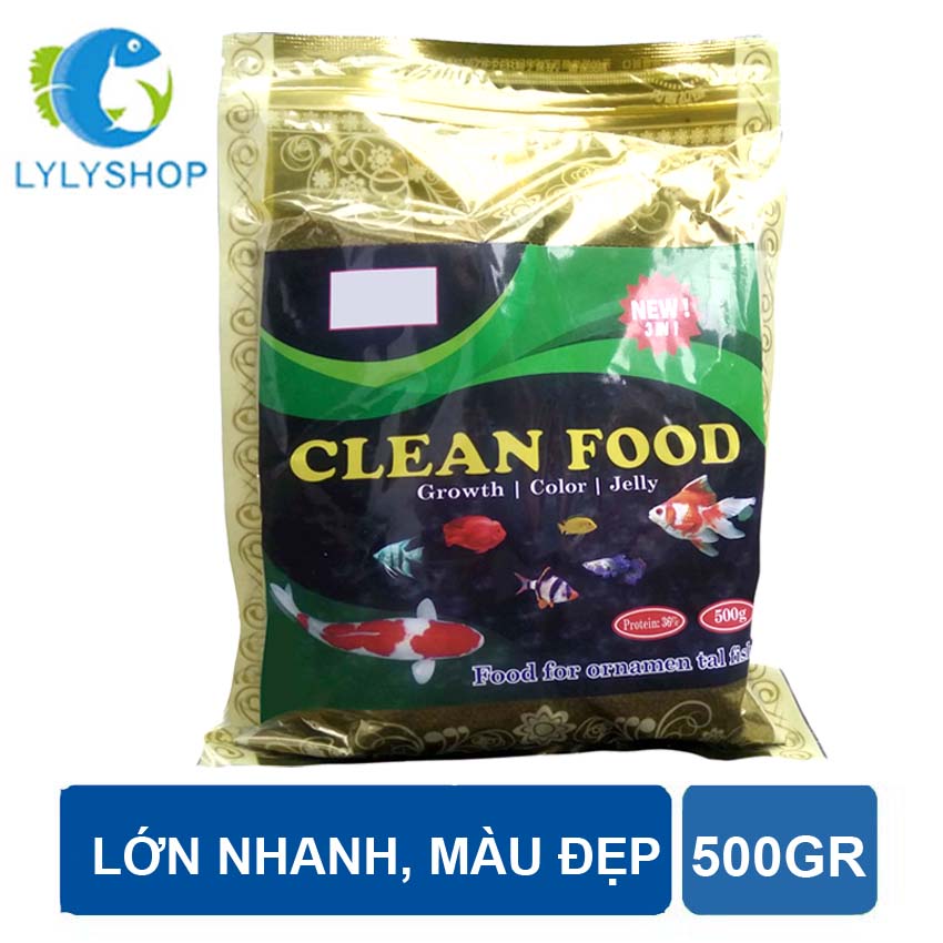 CLEAN FOOD is a high quality, big size fish bag for all kinds of ornamental fish, helps fish grow fast, grow beautiful, flourish (500gr