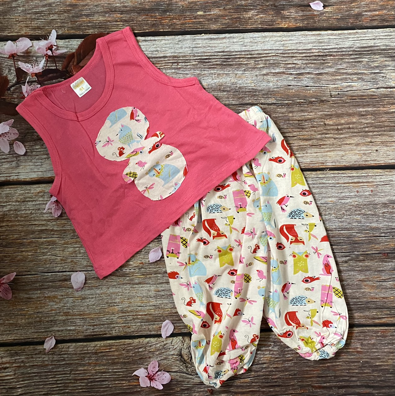 Đồ bộ cho bé gái, quần Alibaba siêu dễ thương từ 7kg-18kg