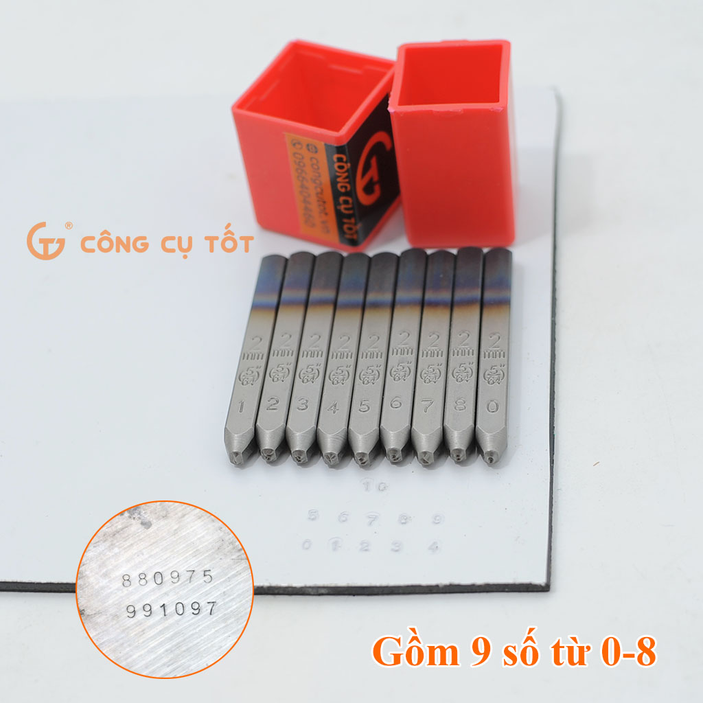 Bộ đóng số xuôi TOP các cỡ số từ 2mm - 12mm