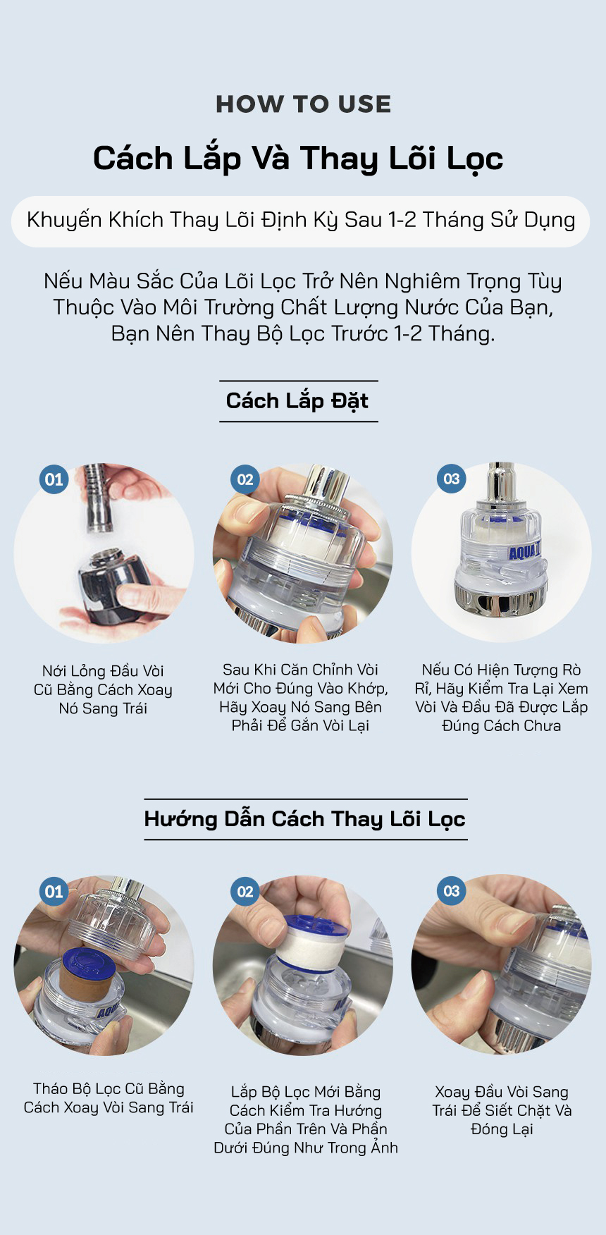 SF-1000C Combo 4 Thanh lọc nước (ở vòi rửa chén), Aquaduo, HCM