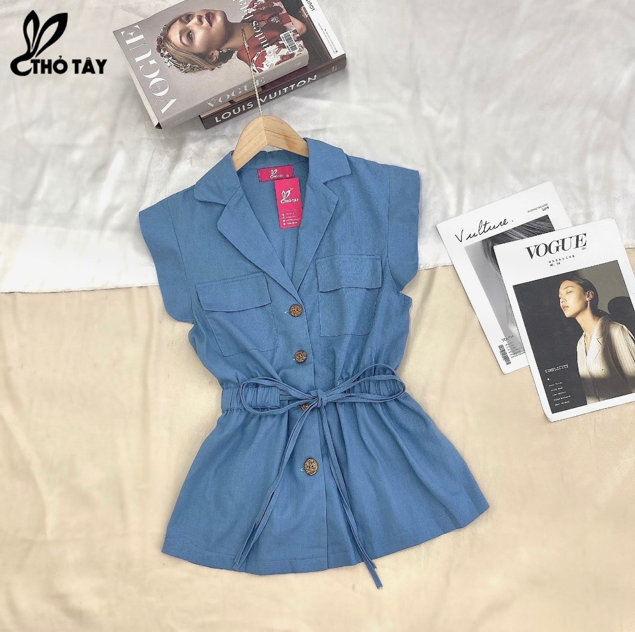Áo Kiểu Nữ Linen Rút Eo - THỎ TÂY A209Cx398