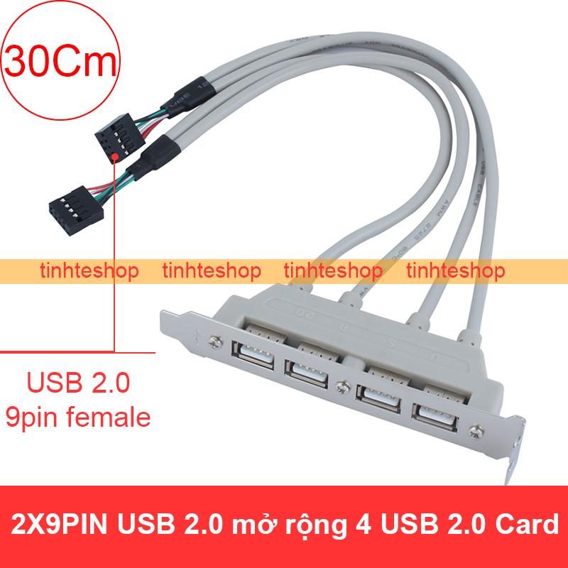 4 Ports USB 2.0 Female Screw to Motherboard 9pin Header Panel Mount Cable 30Cm