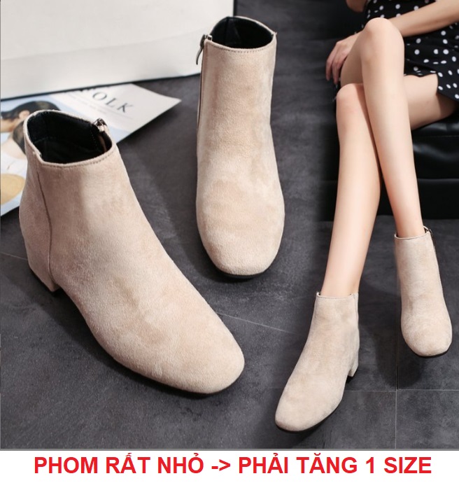 Giày boot ống da lộn đế vuông mũi vuông S128