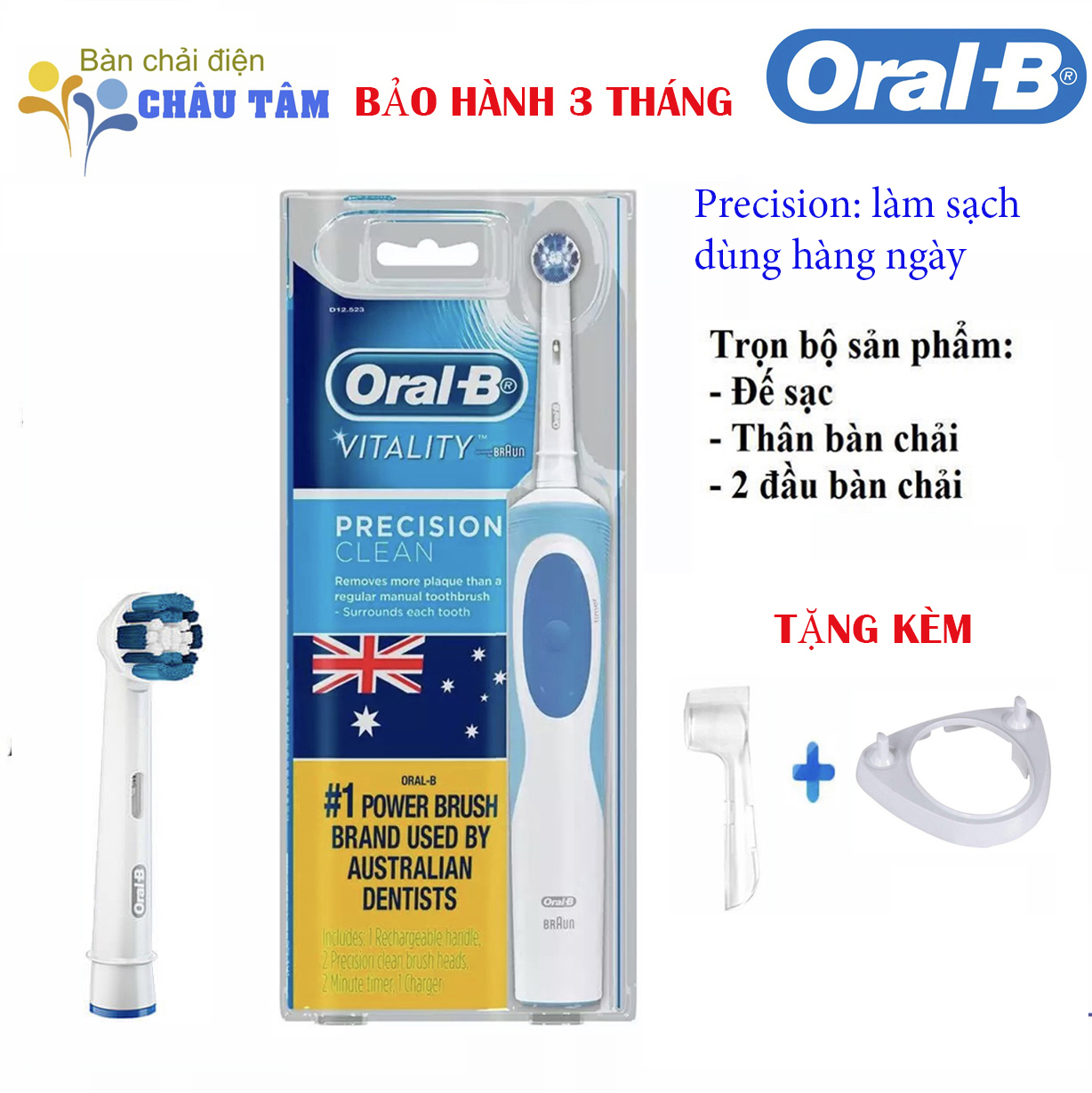 [HCM]Bàn chải đánh răng điện Oral-B Vitality Precision Clean (BH 3 tháng + HÀNG TẶNG KÈM)