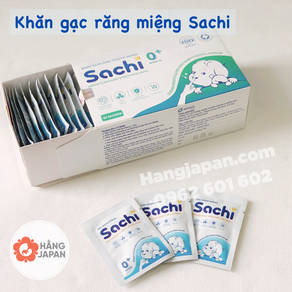 Gạc răng miệng cho bé 0+ sachi - hộp 30 gói
