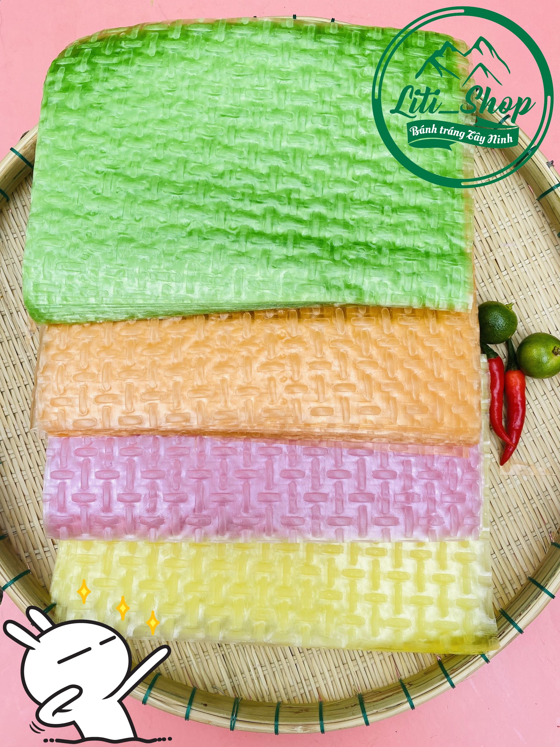 Bánh tráng Vuông 4 màu 500Gr
