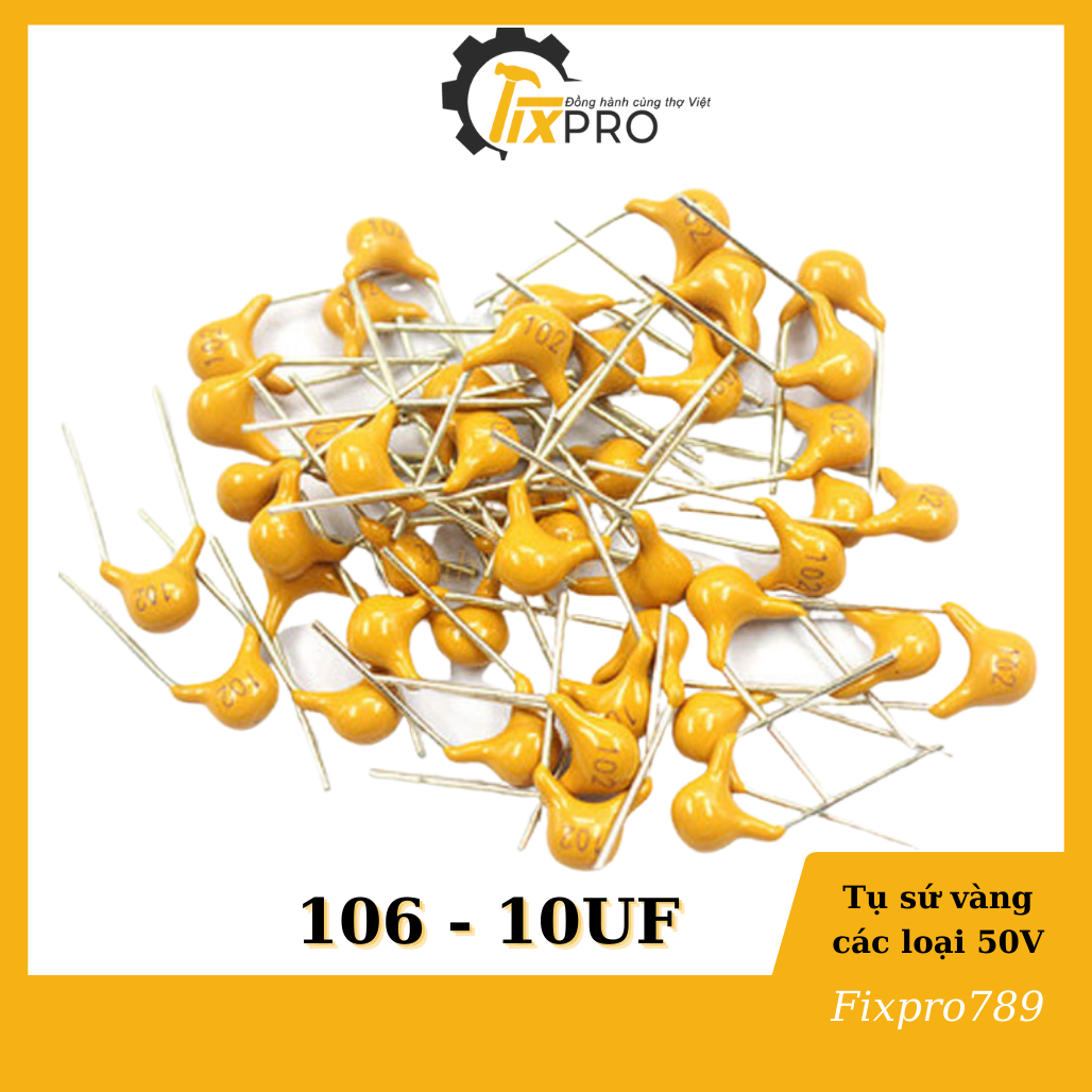 Tụ sứ vàng 50v 106 106m 10uf 5.08mm chất lượng tốt