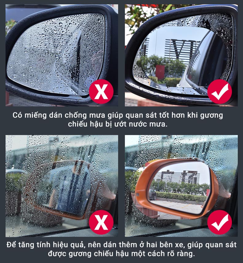Miếng dán chống nước gương chiếu hậu xe hơi