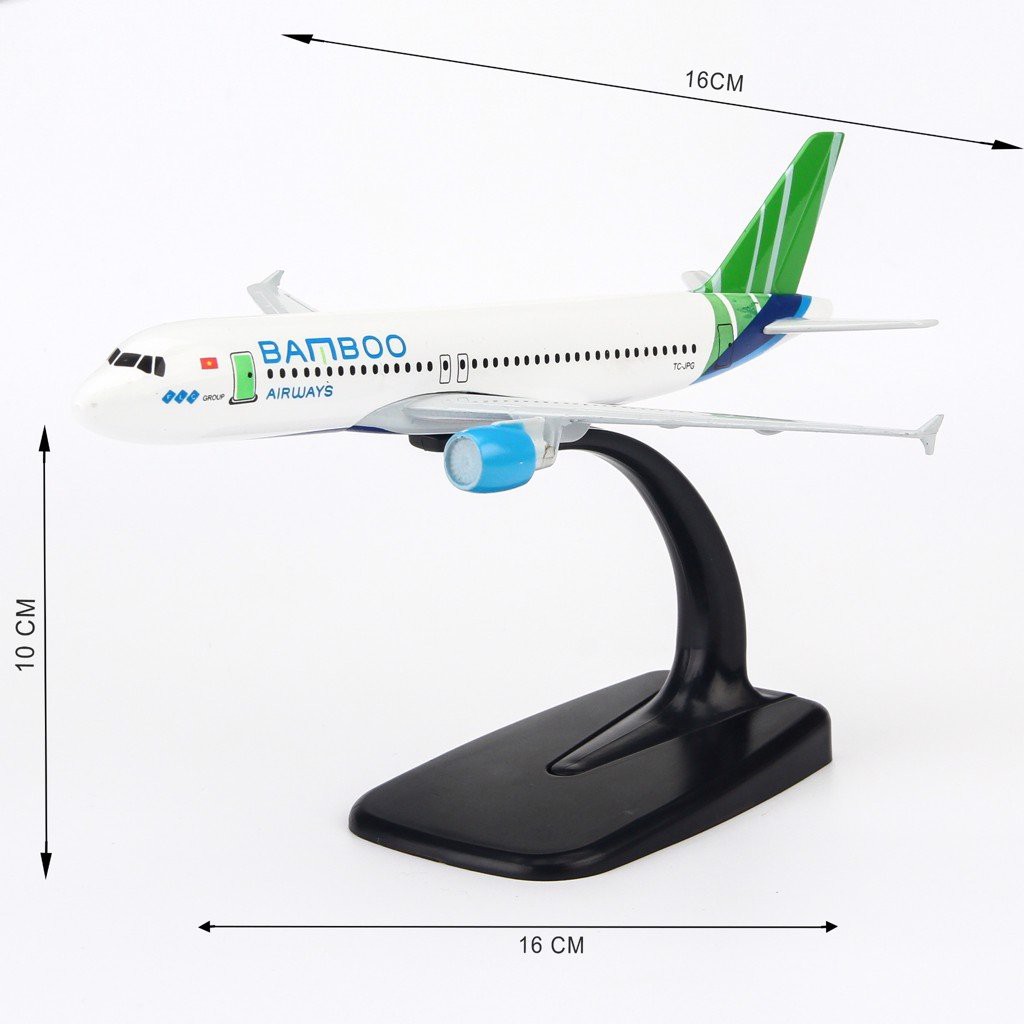 Mô hình máy bay Bamboo Airways Airbus A320 16cm Everfly