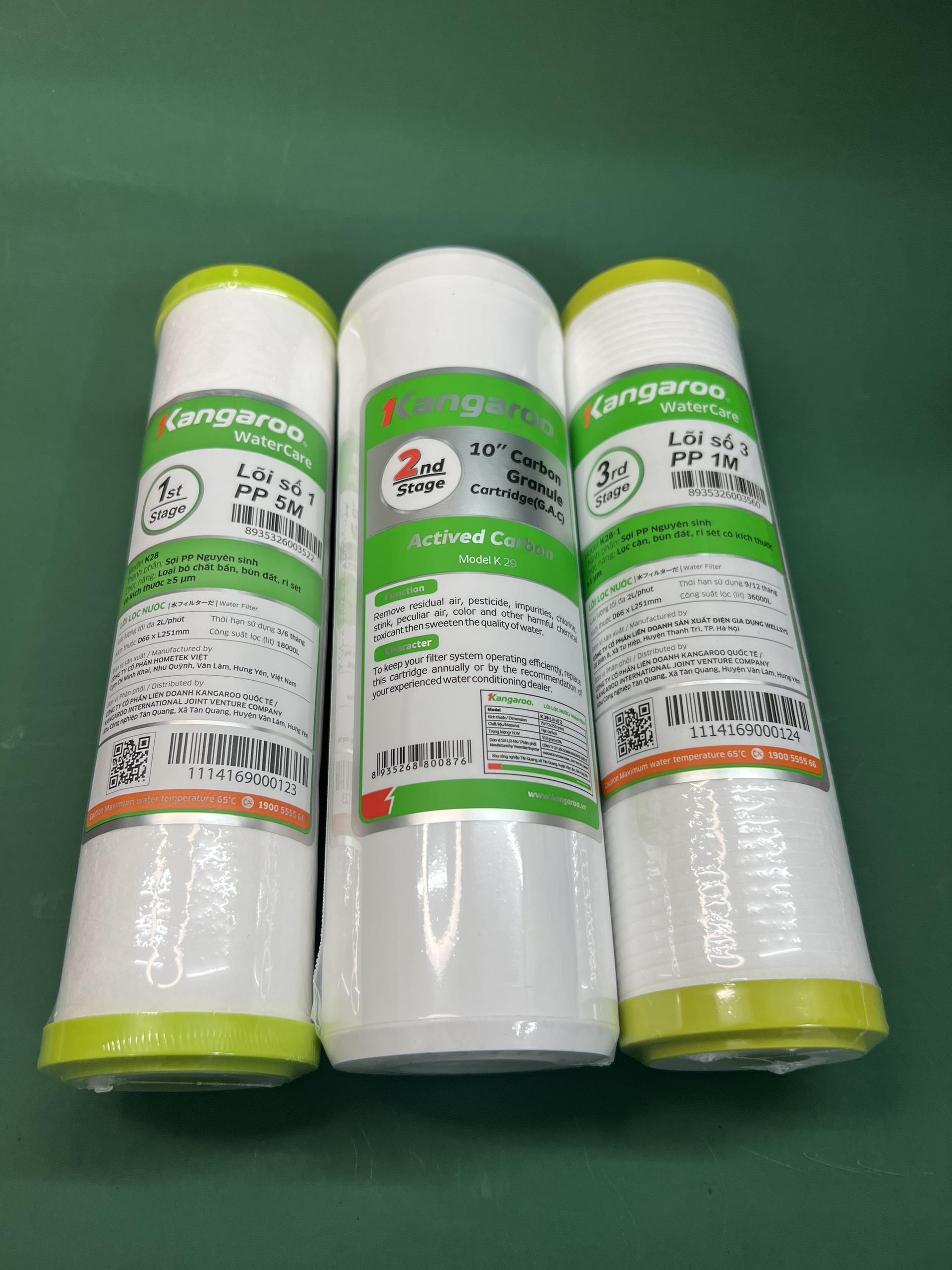 Lõi lọc nước Kangaroo - Combo 3 lõi lọc 123