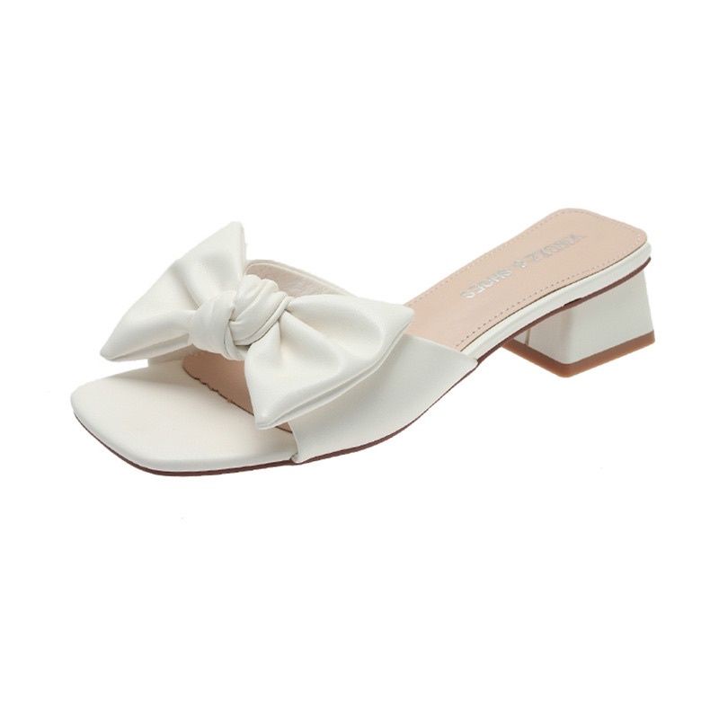 dép cao gót phối lơ đế 4cm da mềm êm chân mã 36
