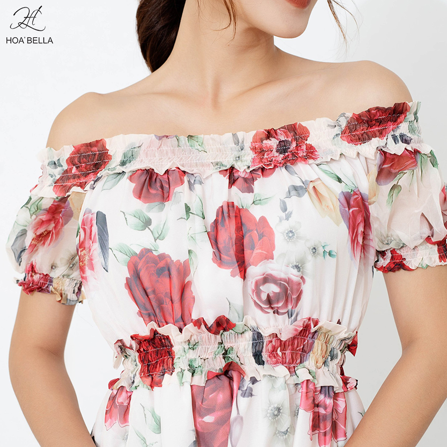 Đầm Liền HOABELLA Voan Hoa Cao Cấp DLE01