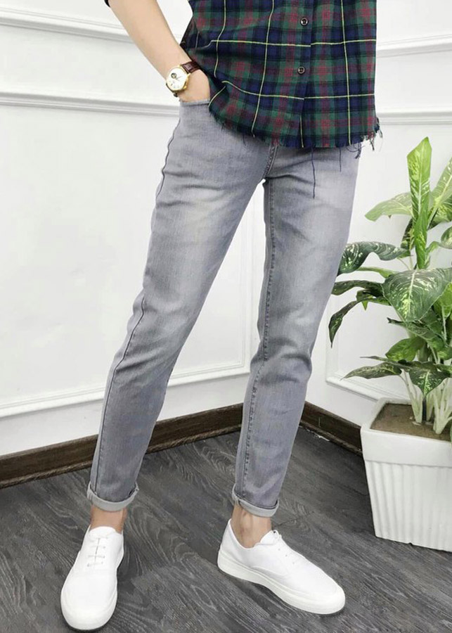 Quần Bò Nam Xám Dáng Slim Fit Ống Vừa Chất Đẹp Kiểu Dáng Quần Jean Nam Hàn Quốc Quần Jeans Nam
