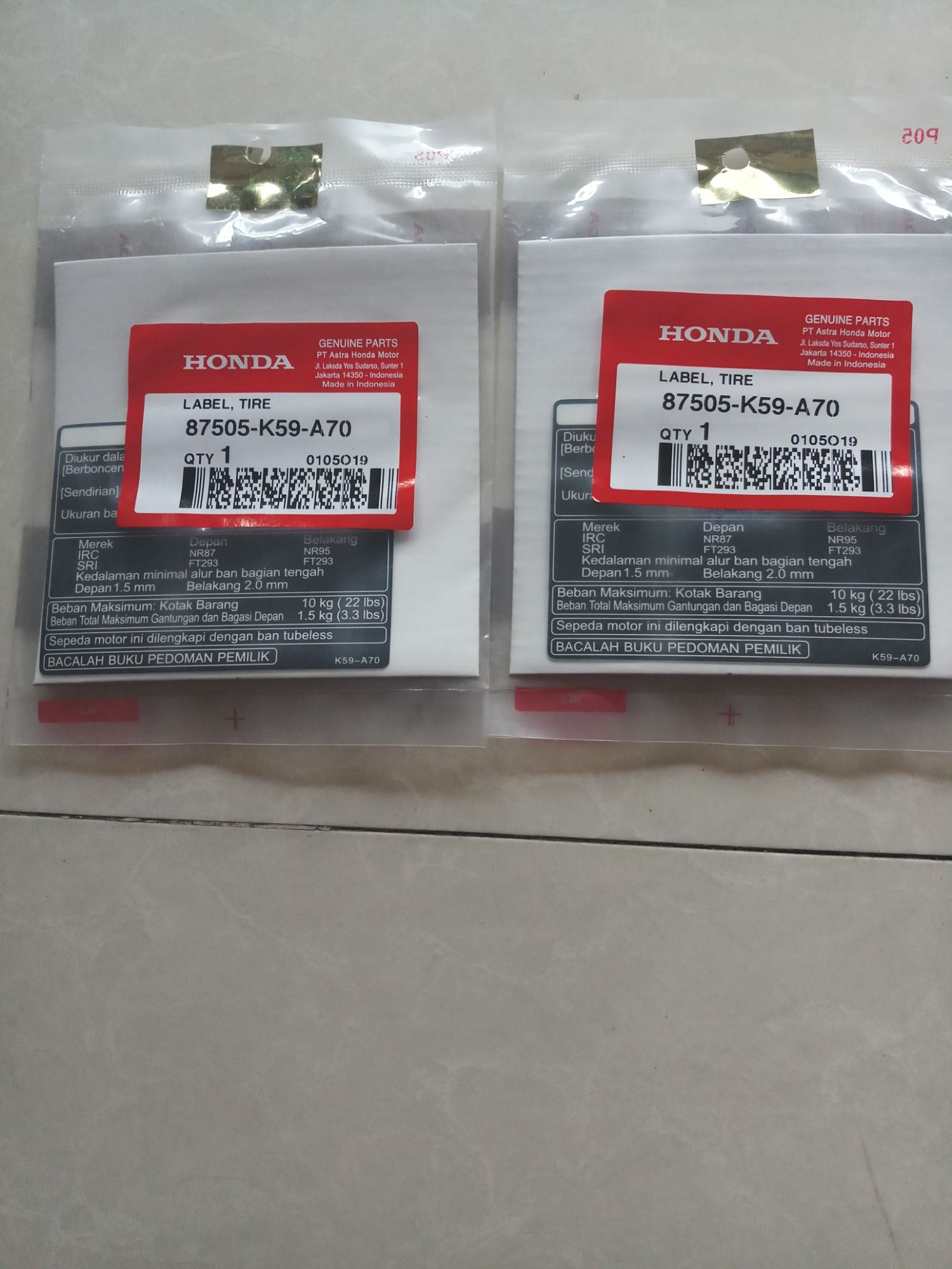 Tem thông số Vario