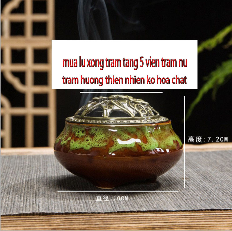 [HCM]Combo lư xông trầm + Tang 5 vien tram nu