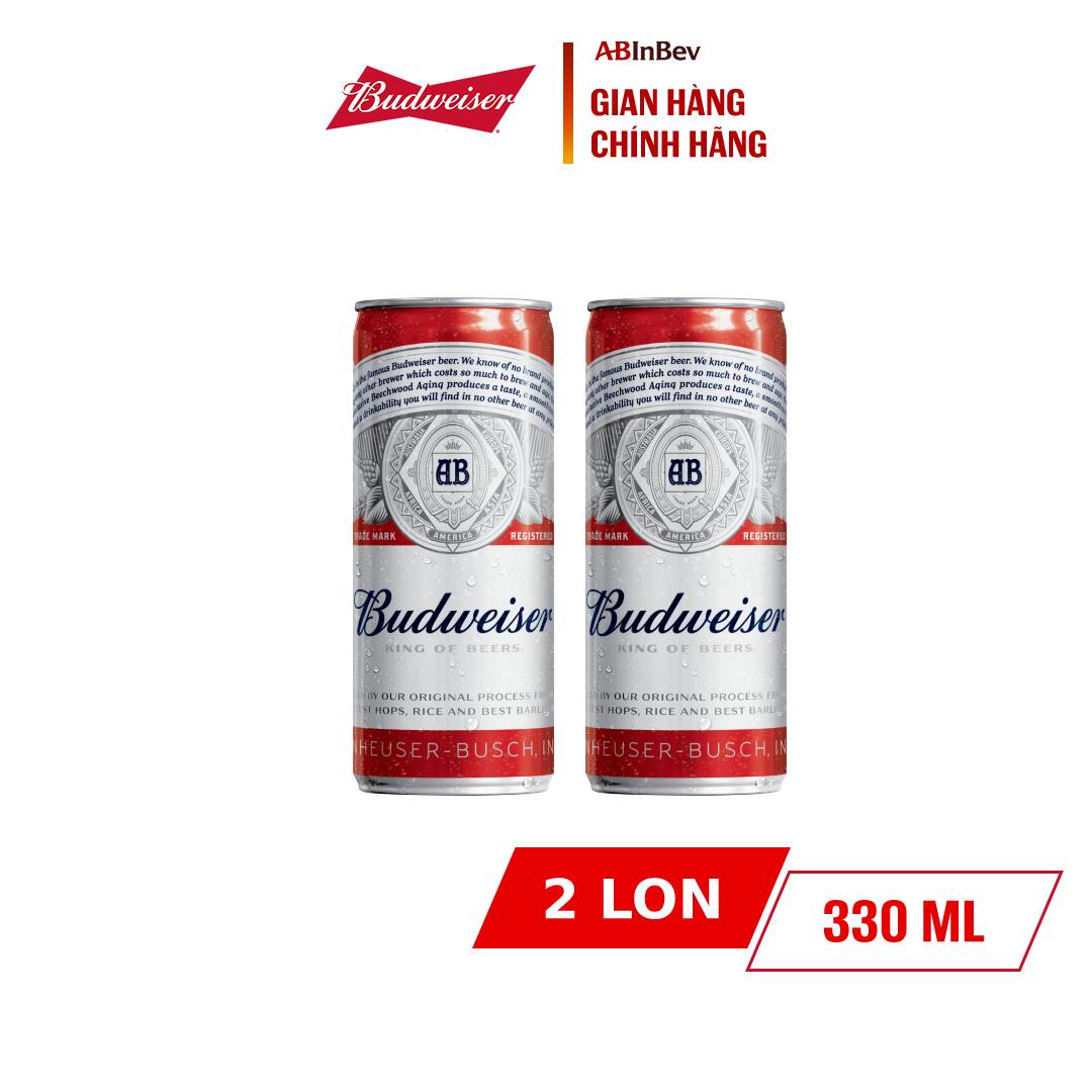Lốc 2 Lon Bia Budweiser Chính Hãng (330ml/ lon)