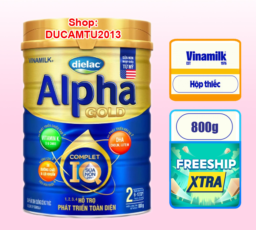 Sữa bột Dielac Alpha Gold IQ Step 2 800g HSD 2026 MÓP NHẸ