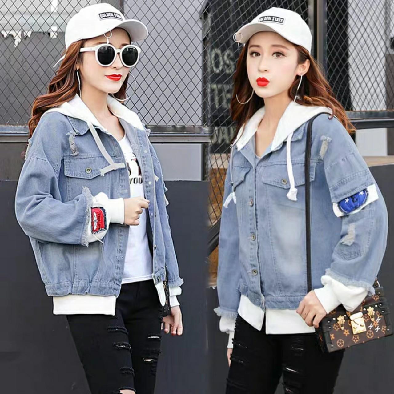 Áo KHoác Jean Nữ Thời Trang - Kiểu Hàn Phối Nón Cực Cool