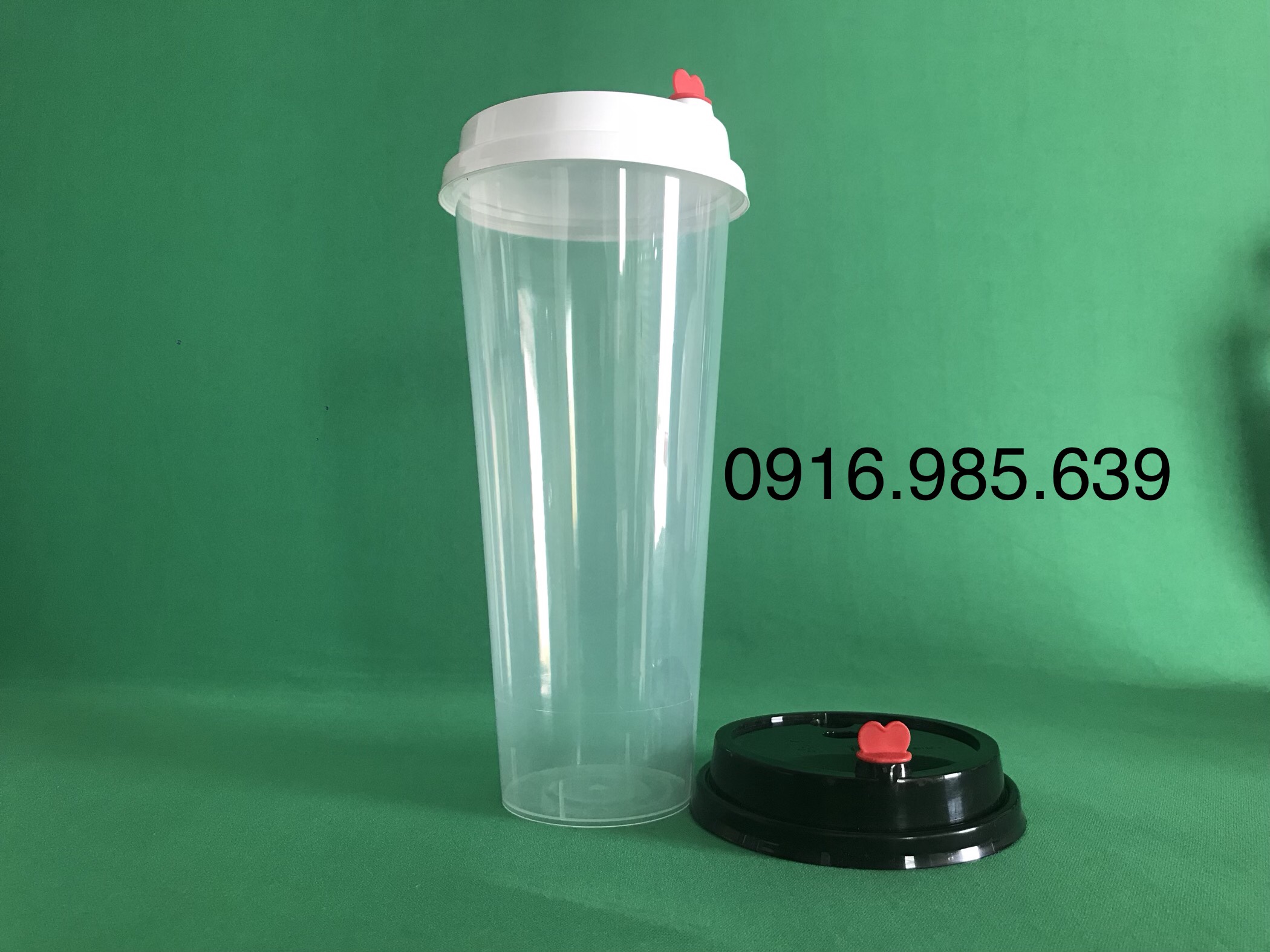 100 cái ly nhựa pp 700ml + nắp + nút tim