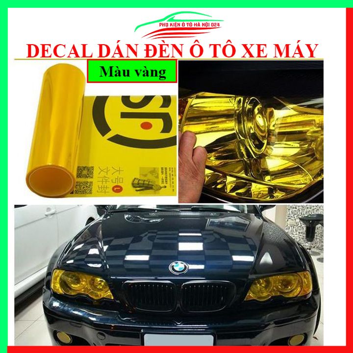 Phim decal dán chóa đèn ô tô, xe máy màu vàng 30x60cm, film dán chống xước, tạo màu trang trí xe cực đẹp