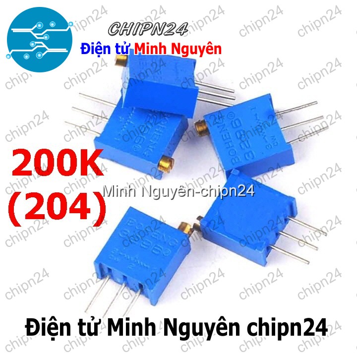 [3 con] (K378) Biến trở tinh chỉnh Dọc 3296W 200K (204) (Biến trở VR vi chỉnh W204) - HH000153