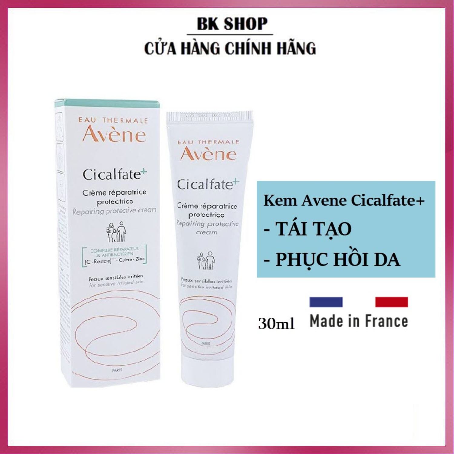 Hàng Pháp Kem tái tạo hồi phục da Avene Cicalfate epair Cream 40ml ,100ml